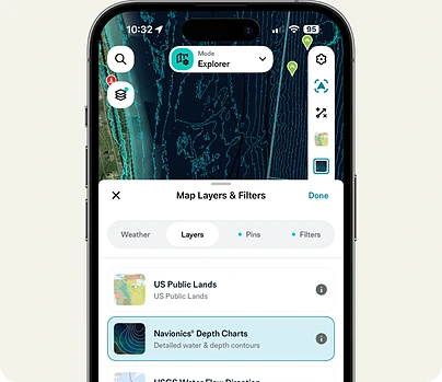 Depth Charts in the FishAngler app